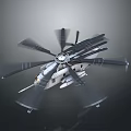 Highly Detailed Space Helicopter Model with Spinning Propellers on Gray Background