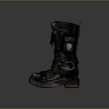Black Lace Up Boots With Red Accents Metal Buckles And Thick Durable Soles