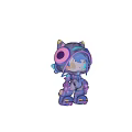 Futuristic Cyberpunk Ornament Decoration Set With 3D Character Glowing Elements Blue Purple And Mechanical Details