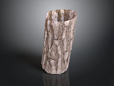 Natural Rustic Bark Textured Vase With Organic Surface And Neutral Tones 3d model