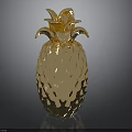 Golden Pineapple Shaped Glass Decorative Piece With Diamond Cut Texture And Reflection