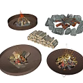 Different Fire Pit Designs Featuring Round Stone Surrounded And Burning Flames Firewood Logs