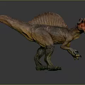 Brown And Orange Spinosaurus Dinosaur With Sailback Open Mouth Roaring Standing Pose