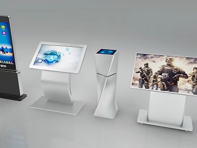 Modern Public Facilities Featuring Interactive Touch Screens Digital Displays And Self Service Kiosks 3d model