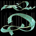 Green Curved Ribbon Like Chandelier Modern Decorative Hanging Design For Interior Spaces