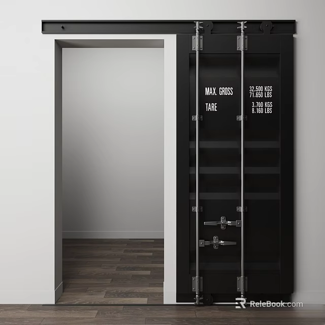 Modern Black Hinged Door With Metal Hardware For Interior Home Decoration 3d model 