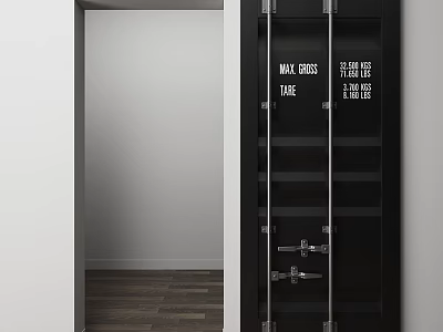 Modern Black Hinged Door With Metal Hardware For Interior Home Decoration 3d model
