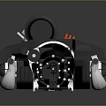 Mechanical Equipment 3D Model With Black Body Metallic Pipes Knobs And Red Component