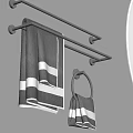 Modern Bathroom Accessories With Towel Racks Gray White Striped Towels Round Ring And Illuminated Mirror