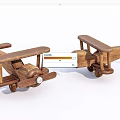 Electric Toy Wooden Biplane Airplanes With Vintage Style And Wheels