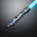 Futuristic Light Saber Weapon with Silver Hilt Red Button and Blue Laser Blade