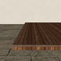 Dark Long Strip Wooden Flooring With Smooth Texture Transition To Stone Floor And White Wall