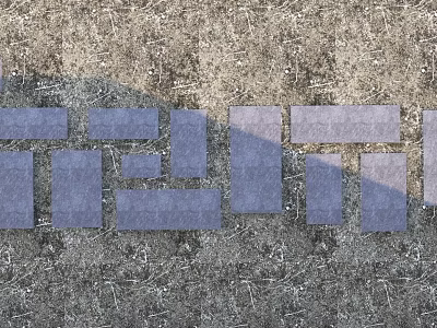 Stone and Wood Design with Gray Rectangular Slabs on Texture Background 3d model