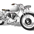 Classic White Vintage Motorcycle With Leather Seat Spoked Wheels And Twin Engine