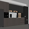 Modern Kitchen Interior Design Featuring Wine Cabinet With Dark Cabinets And Shelves