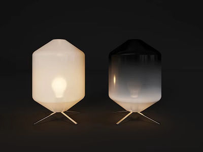 Modern White And Black Table Lamps With Frosted Gradient Shades And Triangular Metal Bases 3d model