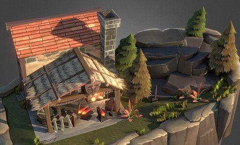 Medieval Blacksmith's Shop 3d model