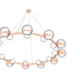 Modern Circular Chandelier With White Globe Lights And Copper Metal Frame Design