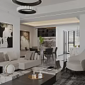 Modern Light Luxury Open Plan Living And Dining Room Interior With Elegant Furniture And Decor