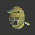 Ancient Weapon Golden Helmet with Historical Armor Design and Metallic Finish Features