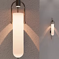Minimalist Modern Wall Sconce With Metal Frame White Shade And Light Shadow On Textured Wall