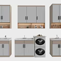 Modern Bathroom Cabinet With Sink Washing Machine And Storage Design 3d model