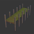 Wooden Outdoor Furniture Long Platform With Support Posts And Smooth Surface