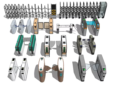 Public Facilities Including Retractable Gates Turnstiles And Security Access Control Systems For Public Area Safety 3d model