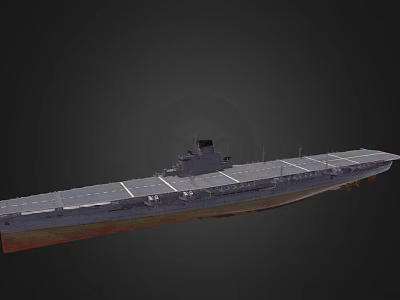 Aircraft Carrier Warship With Flight Deck Rust Marks And Gray Color On Dark Background 3d model