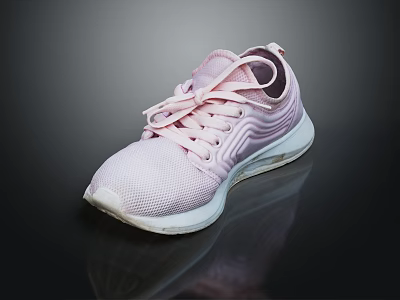 Lightweight Pink Sneakers With Modern Design Mesh Material White Laces And White Sole 3d model