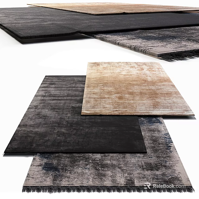 Textured Square Carpets in Dark Brown and Gray Tones for Modern Interiors 3d model 