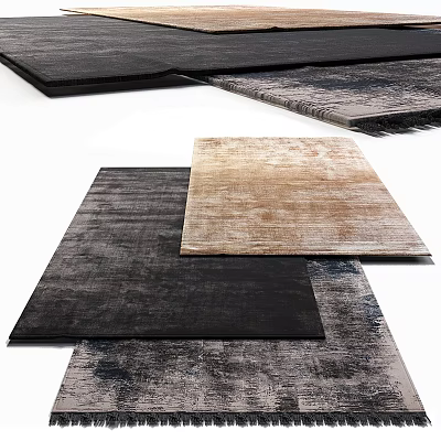 Textured Square Carpets in Dark Brown and Gray Tones for Modern Interiors 3d model