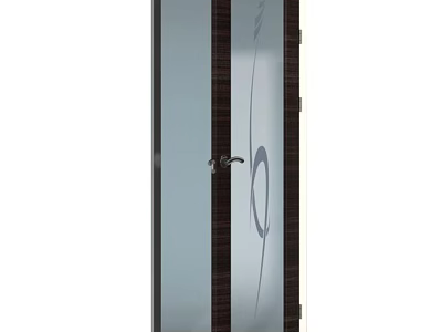 Contemporary Hinged Door Featuring Glass Panel Wooden Frame And Metal Handle 3d model