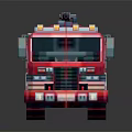 Red Block Style Fire Truck Toy With Ladder And Detailed Design