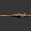 Realistic Spiked Back Dinosaur With Orange Striped Skin In Standing Pose