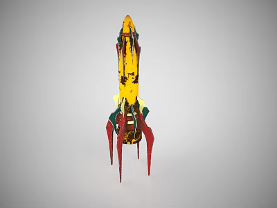 Colorful 3D Rendered Rocket Model With Yellow Red Green Design Elements 3d model