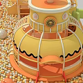 Fun Yellow Rotating Play Equipment in Colorful Ball Pool with Slide and Entrance