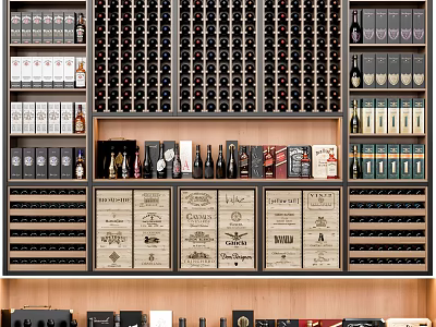 Stylish Wine Cabinet Design With Organized Bottle Storage And Multiple Shelves 3d model