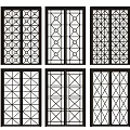 Modern Sliding Doors With Geometric Patterns And Dark Frames Clear Glass Design 3d model