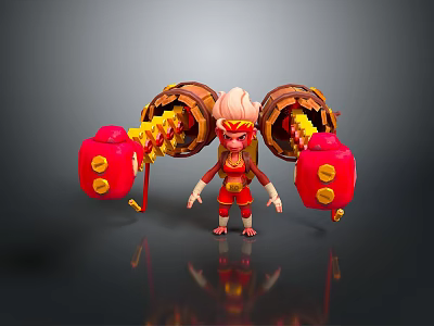 Vibrant Red Gold Decorative Storage Containers With Cartoon Character Design For Home Decor Use 3d model