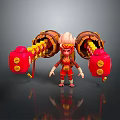 Vibrant Red Gold Decorative Storage Containers With Cartoon Character Design For Home Decor Use