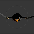 Cartoon Penguin Holding Two Knives Standing On Dark Surface With Happy Expression 3d model