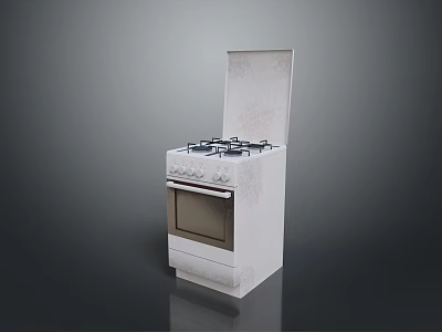 White Gas Stove Oven Cooking Equipment with Four Burners for Home Use 3d model