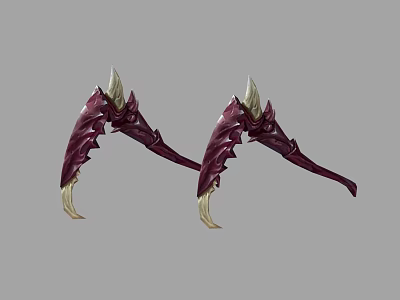 Game Movie Character Crimson Spiked Claw Weapon With Golden Details 3d model