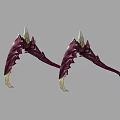 Game Movie Character Crimson Spiked Claw Weapon With Golden Details