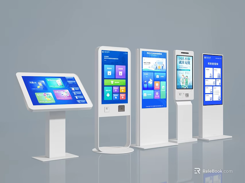 Interactive Commercial Touchscreen Self service Information Display Equipment With Multiple Units 3d model