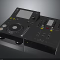 Professional Black DJ Mixer With Turntable Control Knobs Buttons And Display Screen 3d model