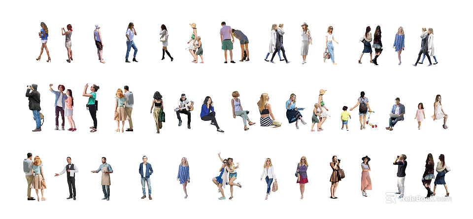 Diverse Group Of People In Various Poses And Casual Daily Activities 3d model 