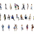 Diverse Group Of People In Various Poses And Casual Daily Activities