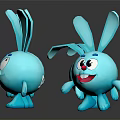 Blue Rabbit Cartoon Characters Stuffed Toys With Different Poses And Cute Expressions